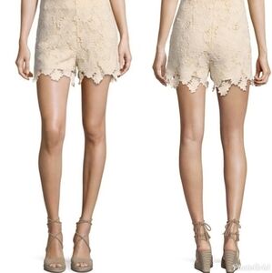 Foxiedox Sandstone Floral Lace High Waist Shorts M